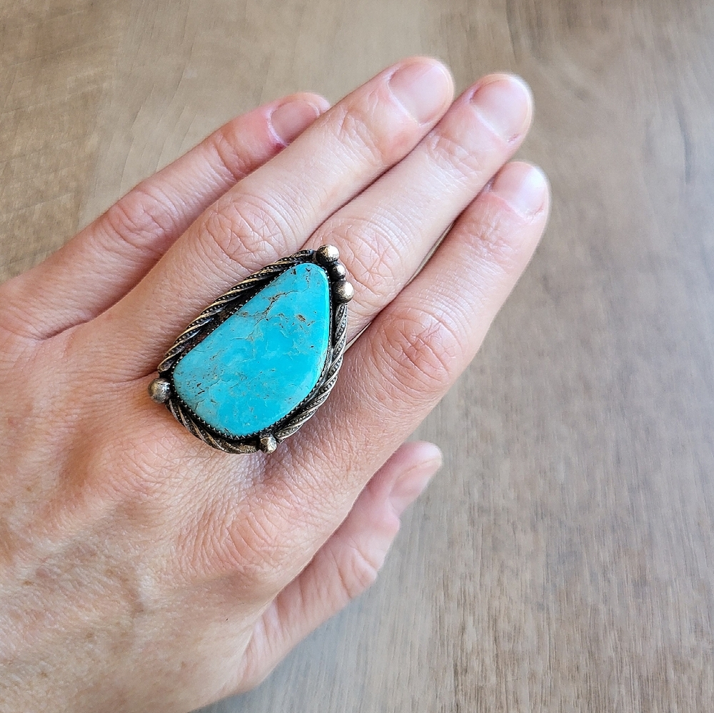 Turquoise and Sterling Statement Ring